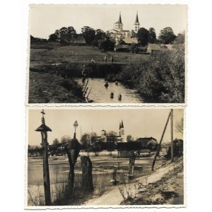 [RETÓW - kościół św. Michała Archanioła - fotografie widokowe]. [1910?]. Zestaw 2 fotografii pocztówkowych form. ca 9x13...