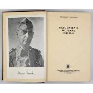 KOPAŃSKI Stanisław - Wspomnienia wojenne 1939-1946. Londyn [1961]. Veritas. 16d, s. 394, [5], tabl. 4, map luzem 4....