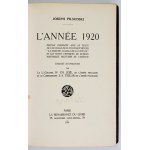 PIŁSUDSKI J. - L&#39;Année 1920. Édition complète avec la texte de l&#39;ouvrage de M. Toukhatchevski. 1929....