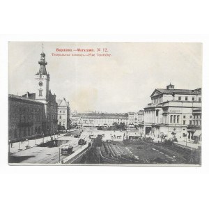 Warszawa Plac Teatralny [pocztówka ca 1903]