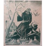 Wacław Borowski Św. Franciszek wśród ptaków, litografia