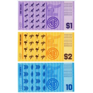 Australia Hutt River 10 Cents & 1 - 2 Dollars 1974 (ND)