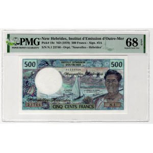 New Hebrides 500 Francs 1979 PMG 68 EPQ Superb Gem UNC