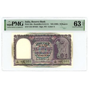 India 10 Rupees 1962 (ND) PMG 63 EPQ Choice UNC