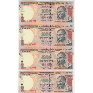 India 4 x 1000 Rupee 2016 With Consecutive Numbers