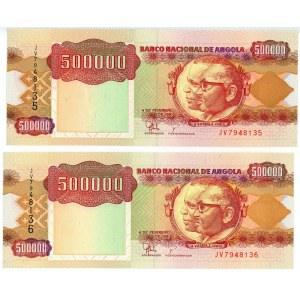 Angola 2 x 500000 Kwanzas 1991 (1994) With Consecutive Numbers