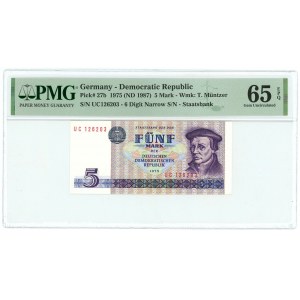 Germany - DDR 5 Deutsche Mark 1975 (1987) (ND) PMG 65 EPQ Gem UNC