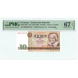 Germany - DDR 10 Deutsche Mark 1971 (1985) (ND) PMG 67 EPQ Superb Gem UNC