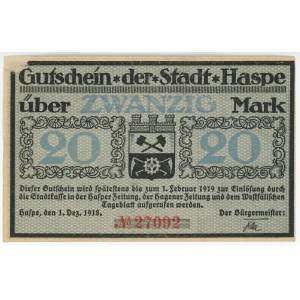 Germany - Weimar Republic Haspe 20 Mark 1919