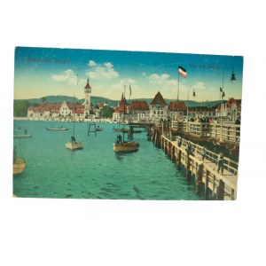 SOPOT - Ostseebad Zoppot Steg und Kurhaus, łódki, obieg, 1915r., wyd. Clara Bernthal, [1]