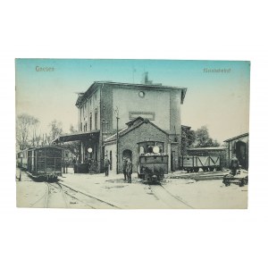 GNIEZNO - Gnesen , Kleinbahnhof , dworzec kolei wąskotorowej , obieg, 1914r., wyd. Herm. Lukowski