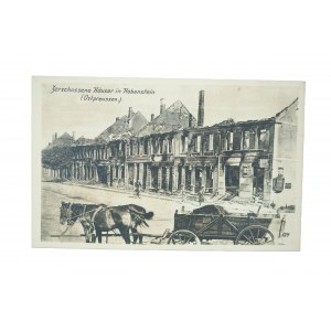 OLSZTYNEK - Hohenstein, uszkodzone domy w Olsztynku (Prusy Wschodnie), 1916r., wyd. J. Wieland & Co.