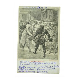 ANDRIOLLI pinx Pan Tadeusz, Niedźwiedź, Mospanie!, obieg, 1901r., długi adres, wyd. Piller i Sp. we Lwowie