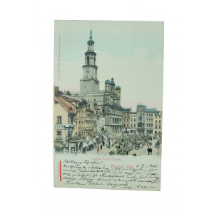 POZNAŃ - Posen Rathaus (Alter Markt) / Ratusz (Stary Rynek), obieg, długi adres, 1900r., wyd. Michaelis & Kantorowicz