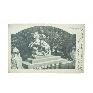 WARSZAWA - Pomnik Króla Jana , obieg, długi adres, 1901r., wyd. A. Chodowiecki, Warszawa