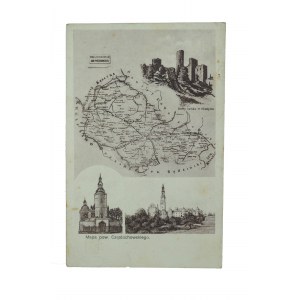 CZĘSTOCHOWA - Mapa pow. Częstochowskiego , obieg, 1928r., wyd. Cz. Nowicki