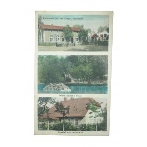 PANEWNIKI - [obecnie dz. Katowic] trzy widoki: restauracja Jana Szwertfegera, widok ógroda z terasa, dawniej stara restauracja, obieg, 1929r.