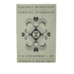 Karta pocztowa, rozkładana z reklamą Zakładów Graficznych i Fabryki Opakowań F.K. Ziółkowski i Spółka z Poznania