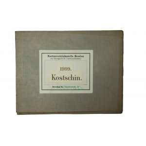 KOSTRZYN / Kostschin - mapa na płótnie [1911r.], skala 1: 25.000.f. 47,5 x 49cm, na podstawie mapy z 1888r. z poprawkami z 1911 roku