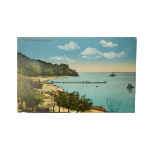 SOPOT - Adlershorst bei Zoppot / fragment plaży z małym molo, parowiec, żaglówka, bez obiegu, wyd. Clara Bernthal, Danzig, [2]