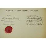 Zaświadczenie o stażu farmaceutycznym , Lwów 1921r. , autografy członków cechu, stempel lakowy, znaczek opłaty[BS]