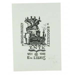 Ekslibris ZNTK w Bydgoszczy 1851 - 1986, im. Obrońców Bydgoszczy, sygnowany, [KUB]