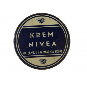 Oryginalne, metalowe pudełko KREM NIVEA Pielęgnuje i wzmacnia skórę Fabryka Kosmetyków LECHIA w Poznaniu