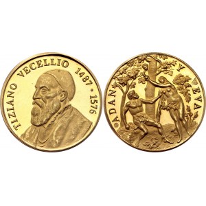 Italy Gold Medal Tiziano Vecellio - Adan y Eva 1978