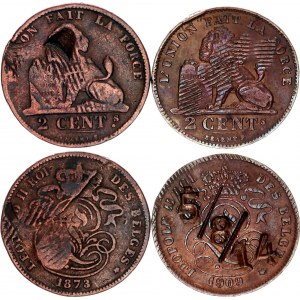 Belgium 2 x 2 Centimes 1873 - 1909 Canceled