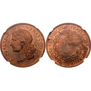 France Bronze Medal Centennial Exposition Universelle 1889 NGC MS63 RB