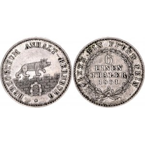 German States Anhalt-Bernburg 1/6 Taler 1861 A