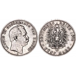 Germany - Empire Hesse-Darmstadt 5 Mark 1876 H