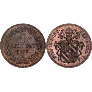 Italian States Papal States 1 Baiocco 1851 R (V)