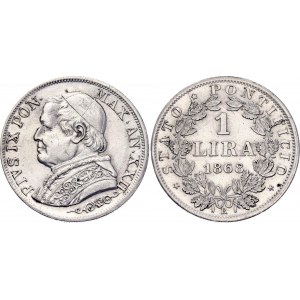 Italian States Papal States 1 Lira 1868 R (XXII)