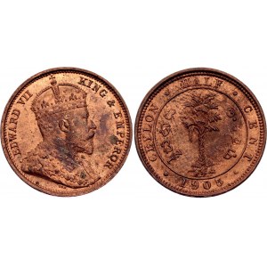 Ceylon 1/2 Cent 1905 Clash Marks Error
