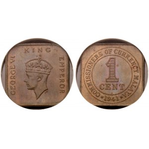 Malaya 1 Cent 1941 I NGC MS63 BN