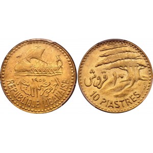 Lebanon 10 Piastres 1955 PCGS MS65