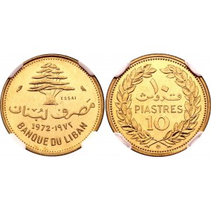 Lebanon 10 Piastres 1972 Essai NGC MS68