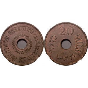 Palestine 20 Mils 1942 NGC MS63 BN