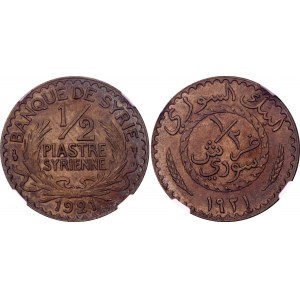 Syria 1/2 Piastre 1921 NGC MS65