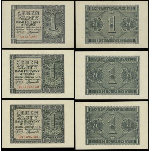 Polska, zestaw: 3 x 1 złoty, 1.08.1941