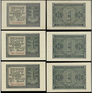 Poland, set: 3 x 1 gold, 1.08.1941
