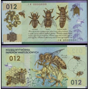 Polska, testowy banknot polimerowy PWPW - pszczoła miodna (012), 2012