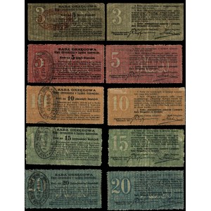 dawny zabór rosyjski, zestaw 5 bonów: 3, 5, 10, 15 i 20 kopiejek, 1914