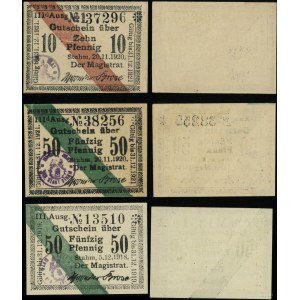 Prusy Zachodnie, zestaw: 10 i 2 x 50 fenigów, 1918-1921