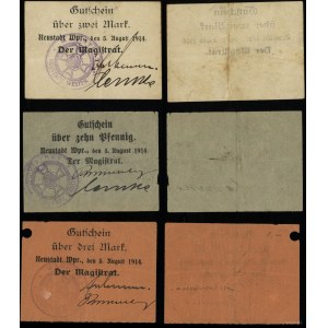Prusy Zachodnie, zestaw: 10 fenigów, 2 marki, 3 marki, 5.08.1914