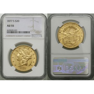 Spojené státy americké (USA), $20, 1877 S, San Francisco