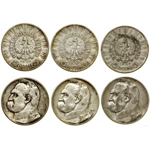 Polska, zestaw: 3 x 5 złotych, 1934, 1935, 1936, Warszawa