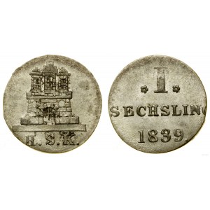 Germany, 1 sechsling, 1839, Hamburg