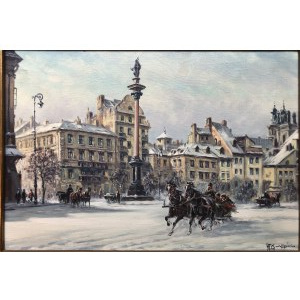Władysław Chmieliński, Blick auf den Schlossplatz und die Sigismund-Säule in Warschau